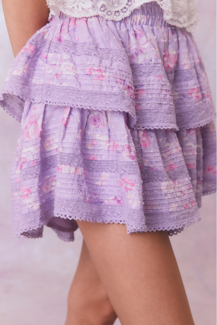 Ruffle Mini Signature Fragrance Print Skirt