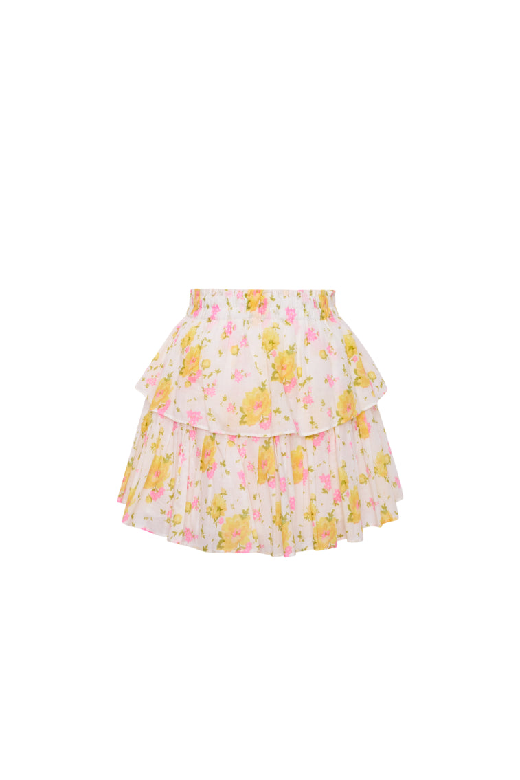 Ruffle Mini Skirt - WHITE MULTI