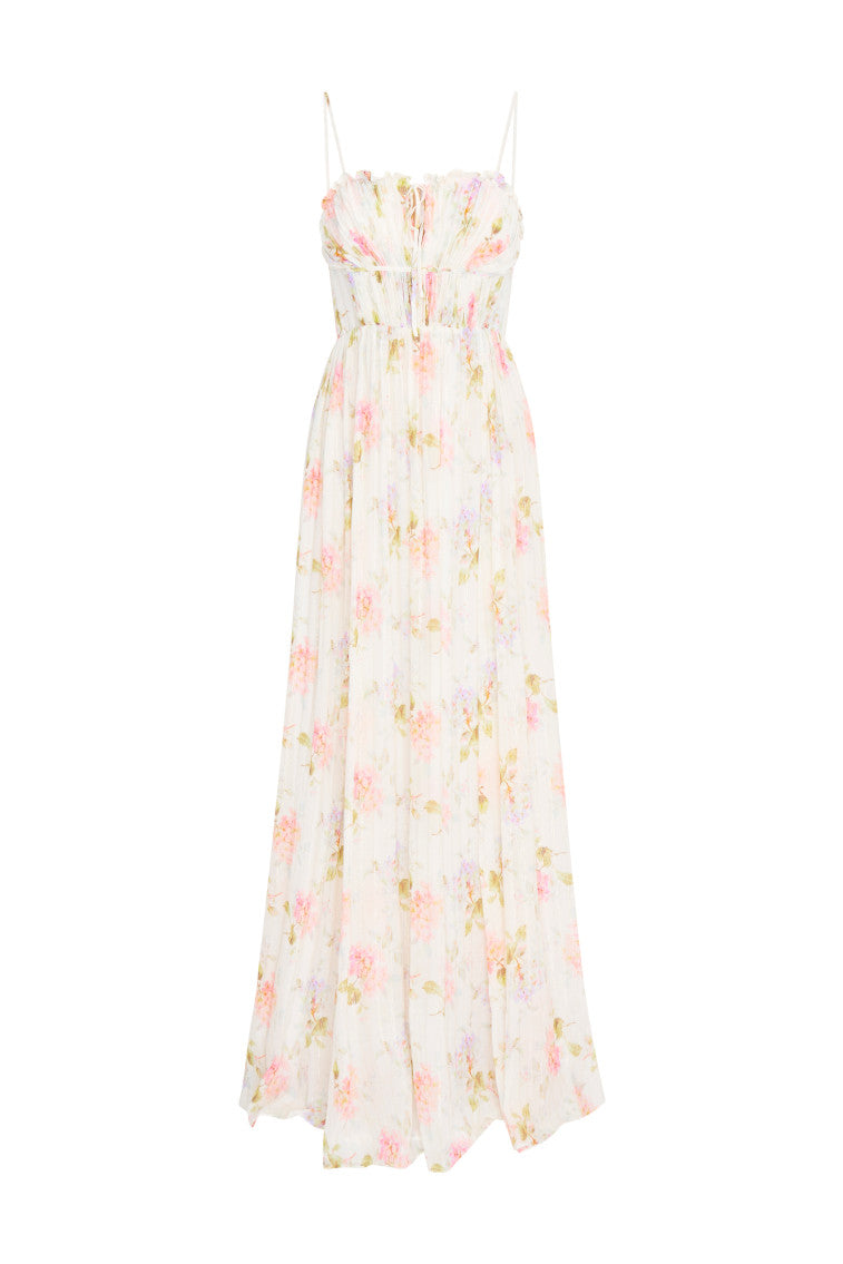 Santee Lurex Chiffon Floral Maxi Dress