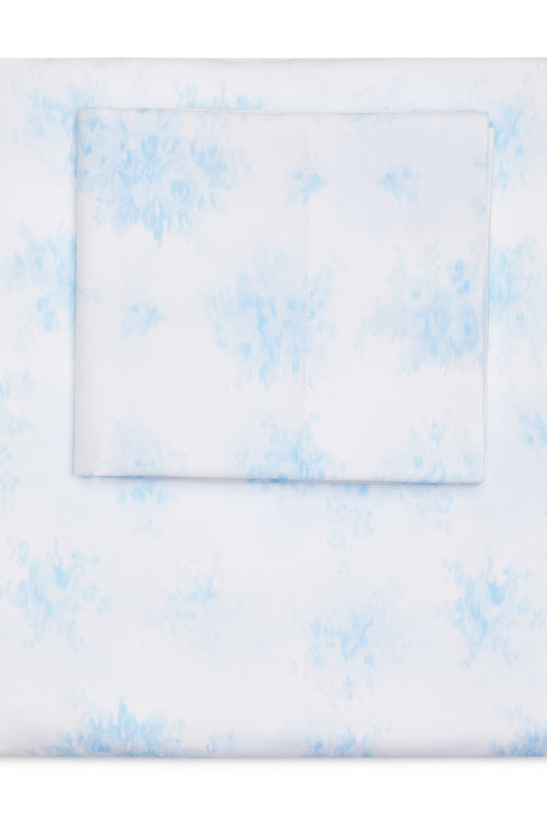Floral Cotton Sateen Sheet Set - BLUEBELL