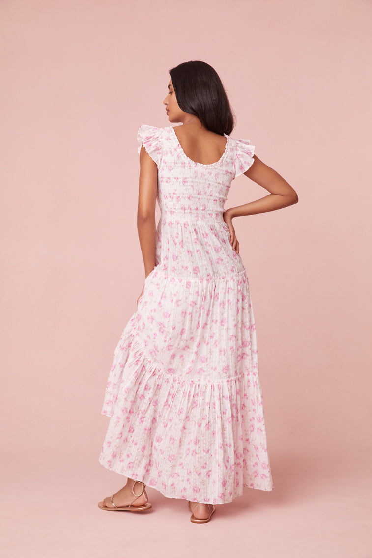 Chessie Fragrance Print Cotton Maxi Dress