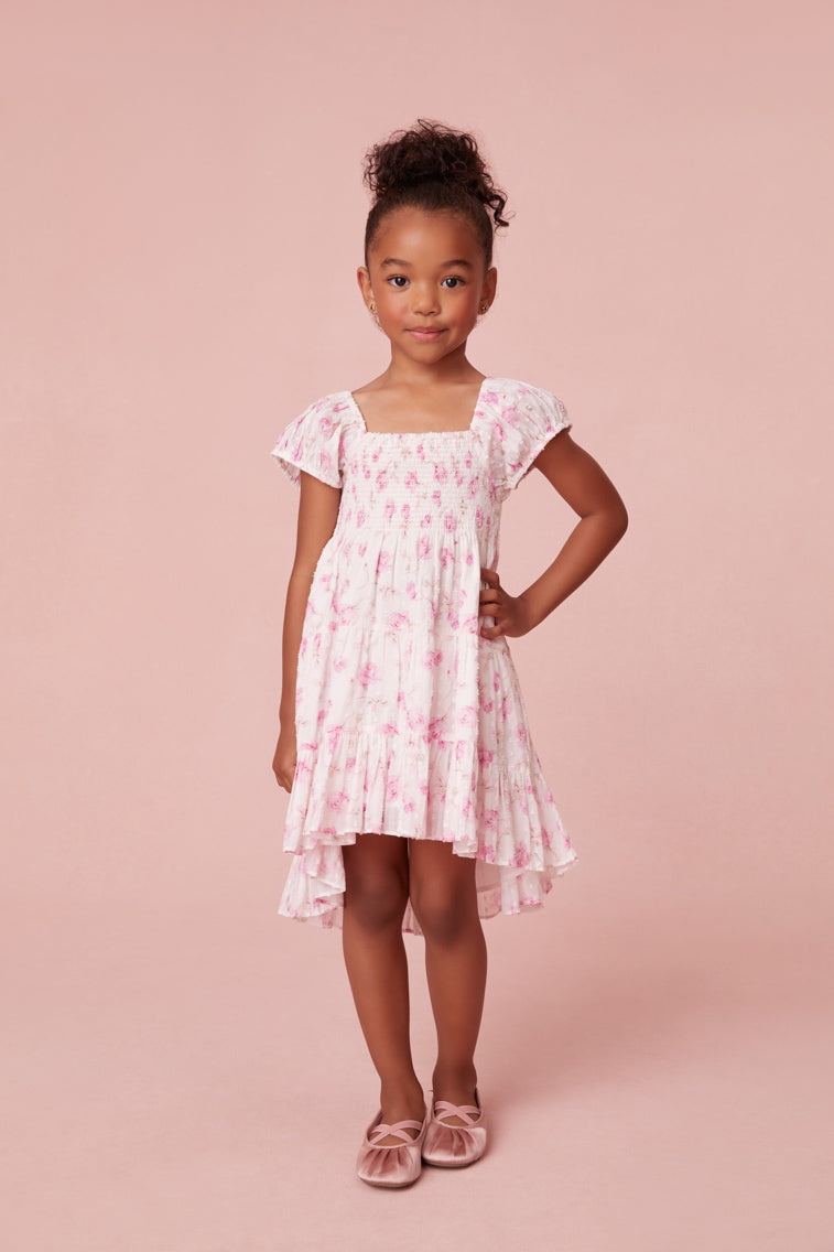 Girls Muriella Fragrance Print Flutter Sleeve Dress