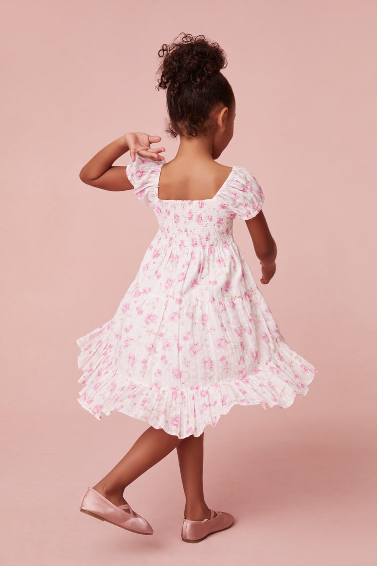 Girls Muriella Fragrance Print Flutter Sleeve Dress