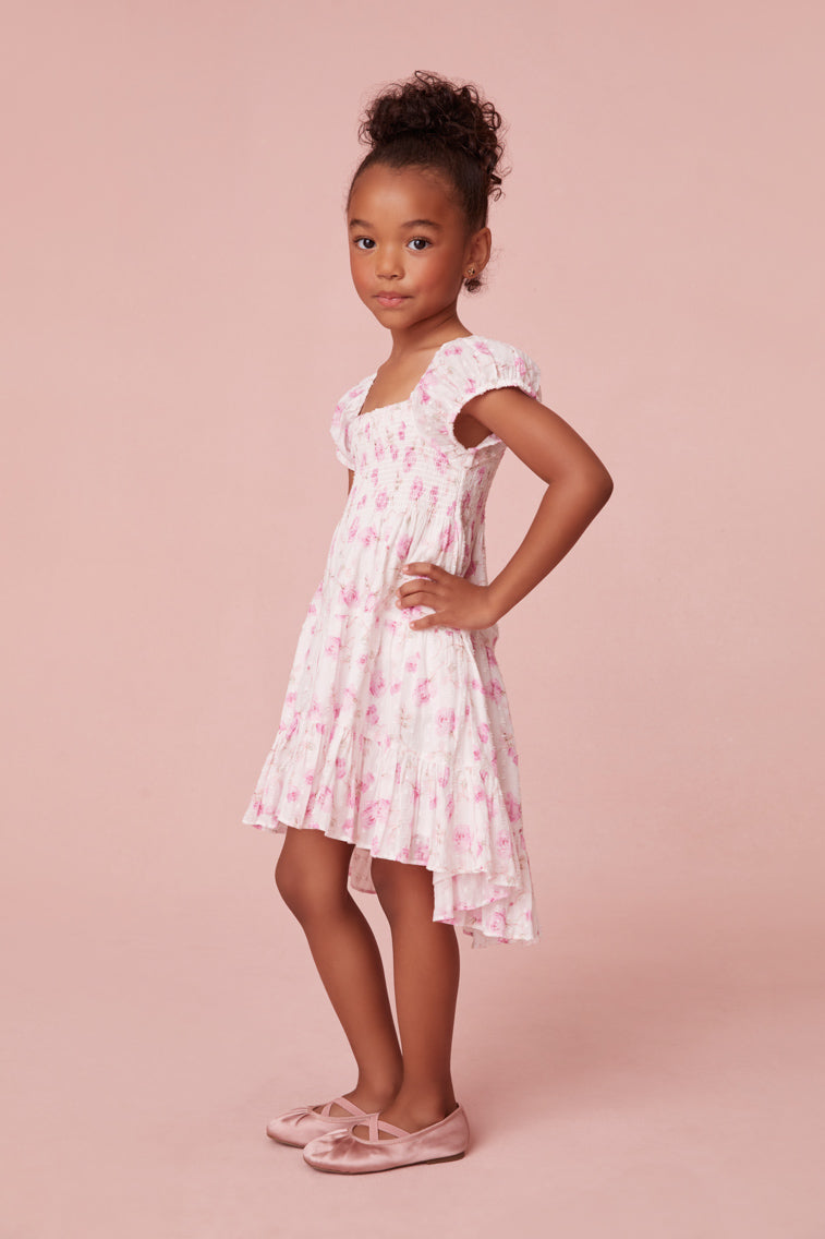 Girls Muriella Fragrance Print Flutter Sleeve Dress