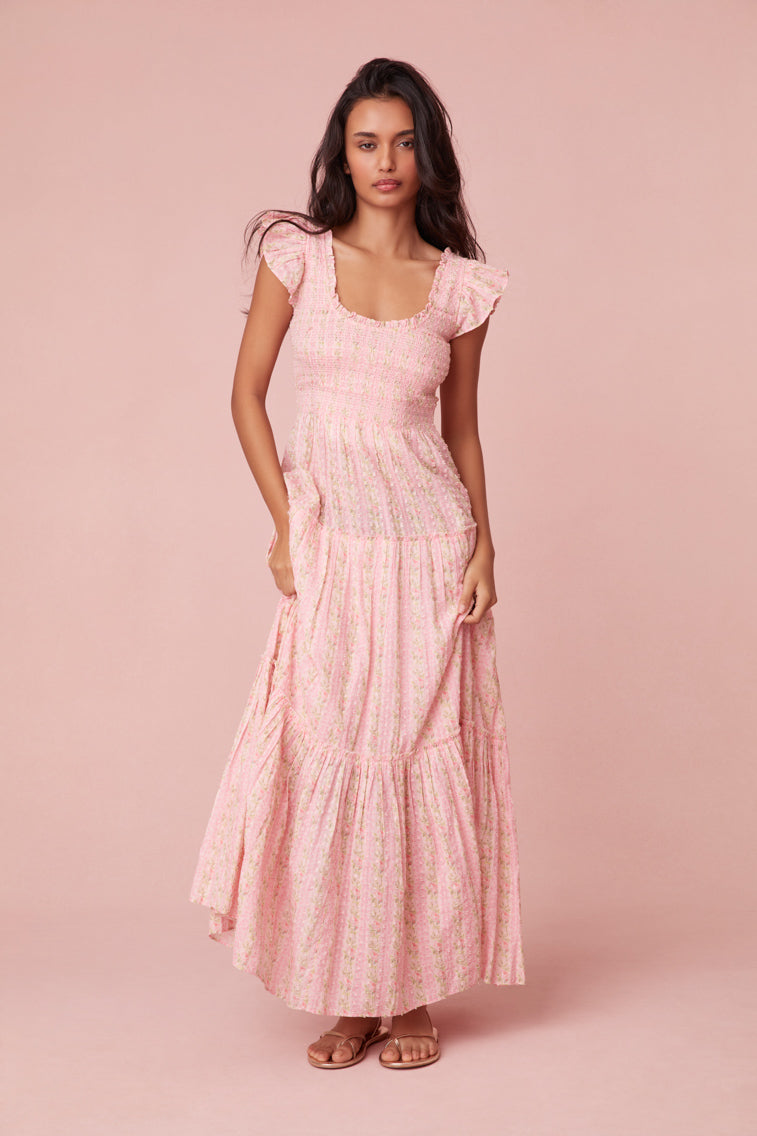 Chessie Fragrance Print Cotton Maxi Dress