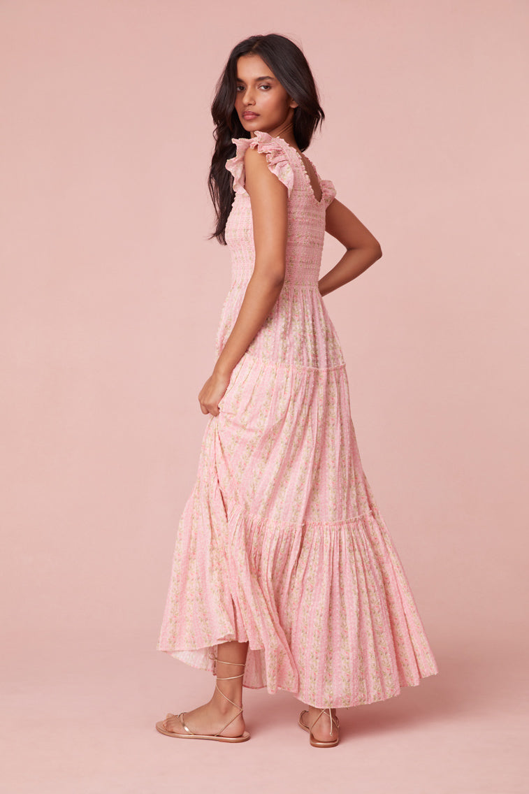 Chessie Fragrance Print Cotton Maxi Dress