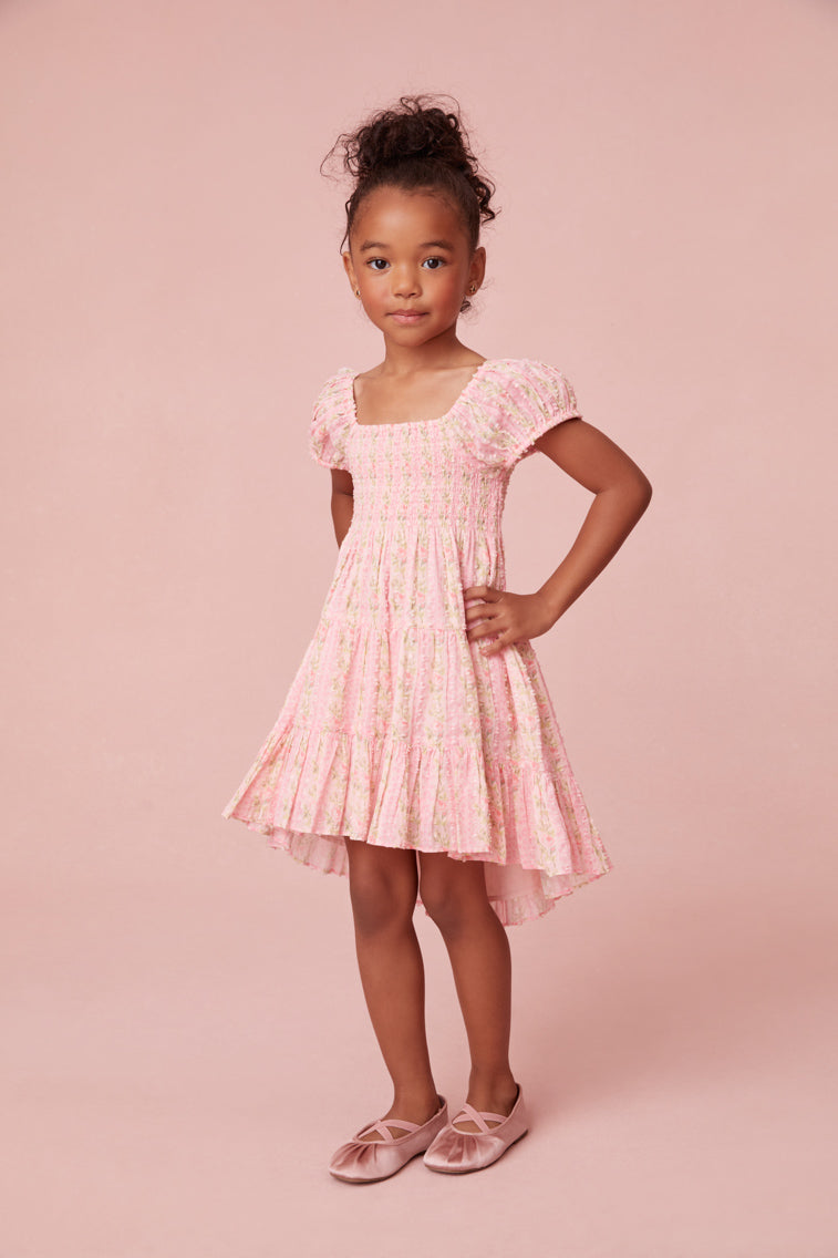 Girls Muriella Fragrance Print Flutter Sleeve Dress