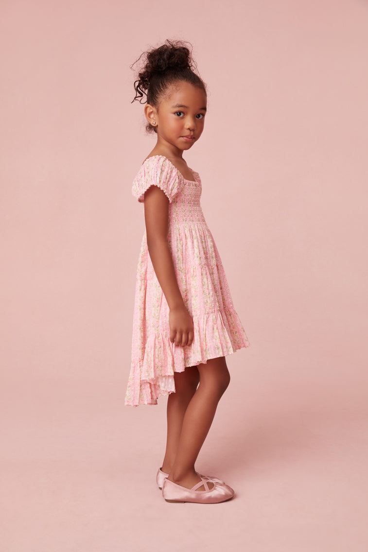 Girls Muriella Fragrance Print Flutter Sleeve Dress