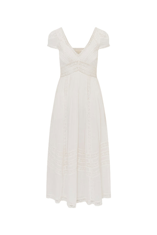 Suvi Cotton Midi Dress - WHITE