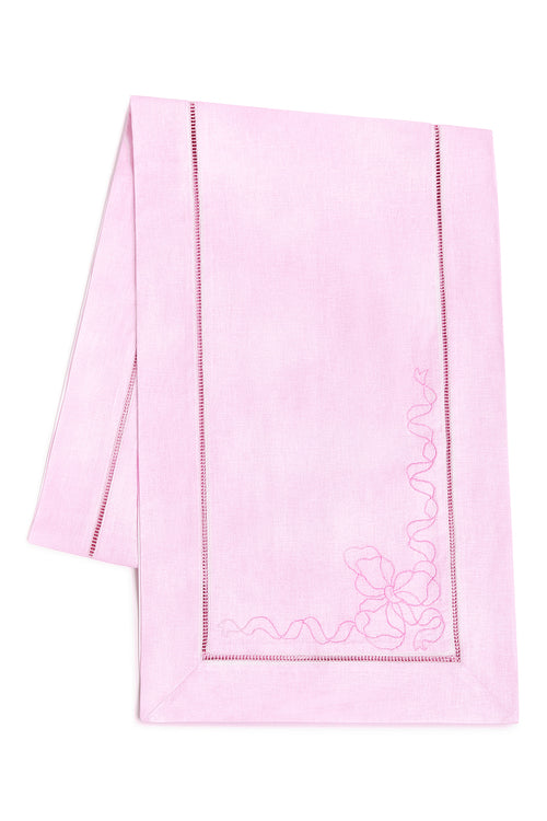 Vintage-Inspired Linen Table Runner- POWDER PINK