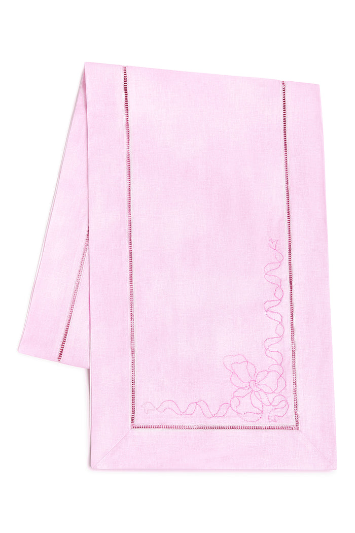 Vintage-Inspired Linen Table Runner- POWDER PINK