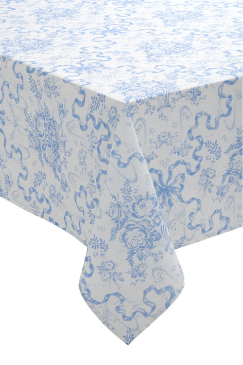 Vintage-Inspired Cotton Tablecloth - BLISSFUL BLUE