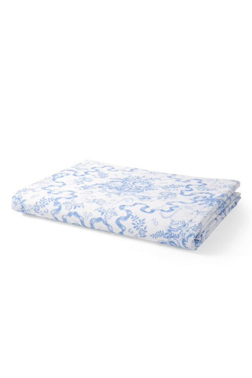 Vintage-Inspired Cotton Tablecloth - BLISSFUL BLUE