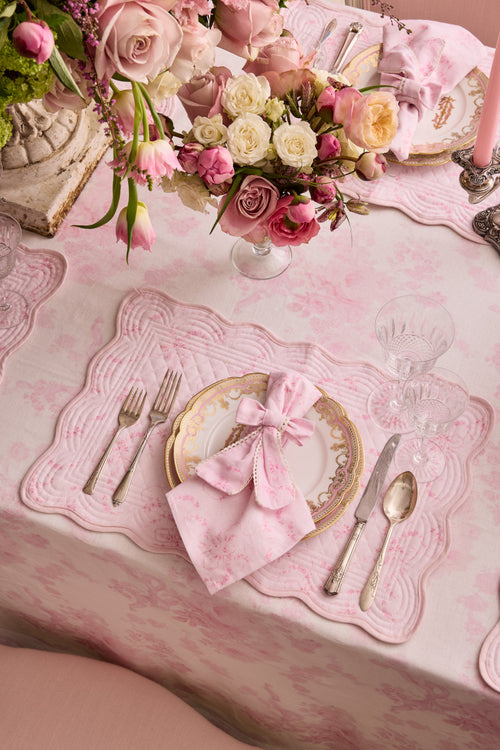 Vintage-Inspired Cotton Tablecloth - PINK DREAM