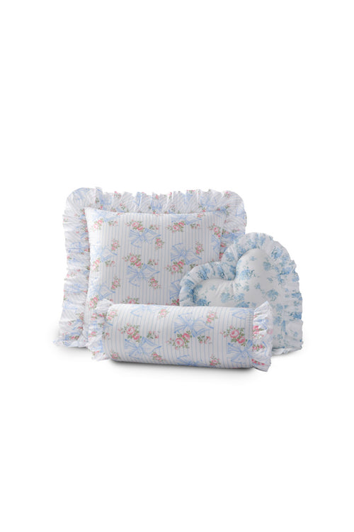 Ruffle Bolster Pillow - PASTEL BLUE