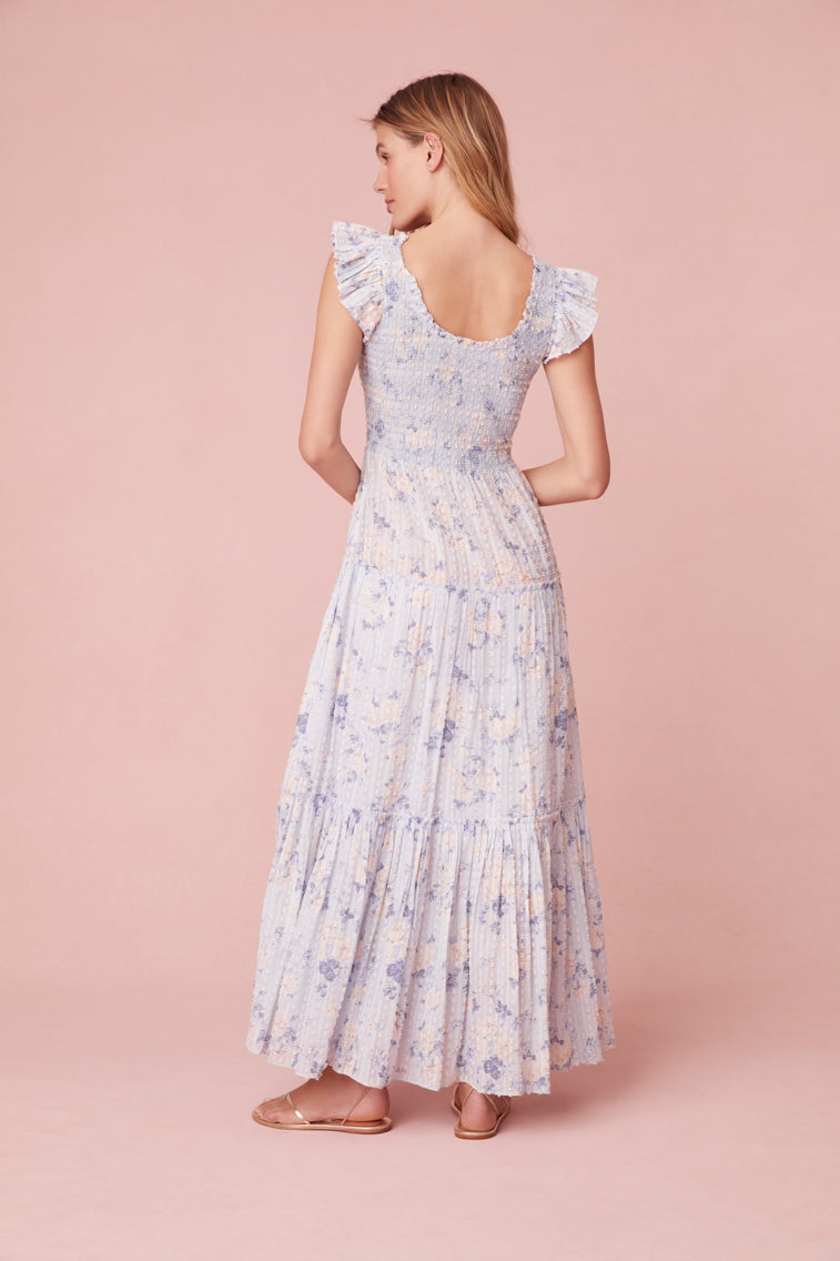 Chessie Fragrance Print Cotton Maxi Dress