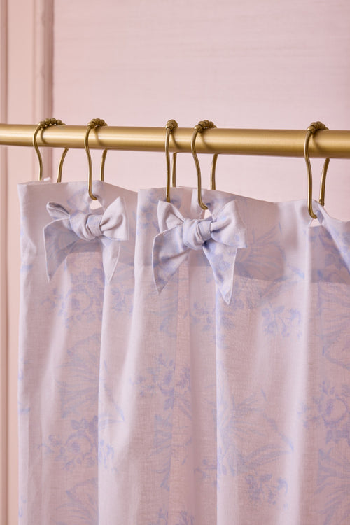 Linen Bow Shower Curtain - BLUE CLOUD