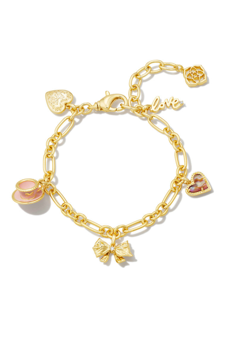 Kendra Scott x LoveShackFancy Gold Charm Bracelet in Pink Mix