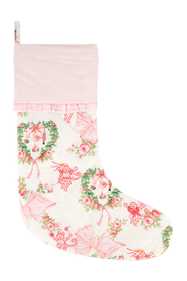 Merry Monkey Beaux Quilted Ruffle Stocking