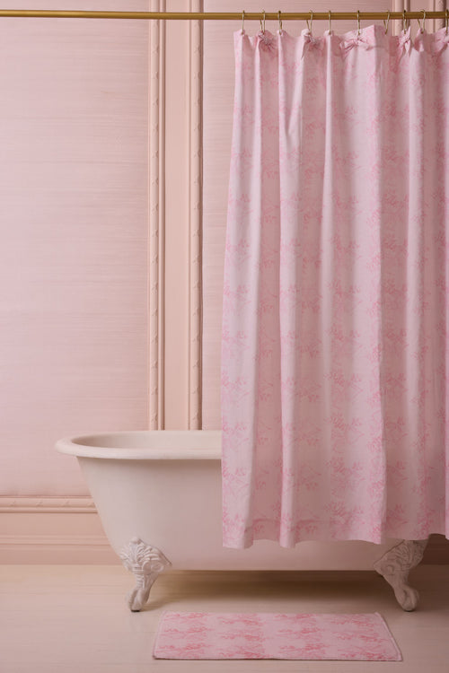 Linen Bow Shower Curtain - PEACH FUZZ