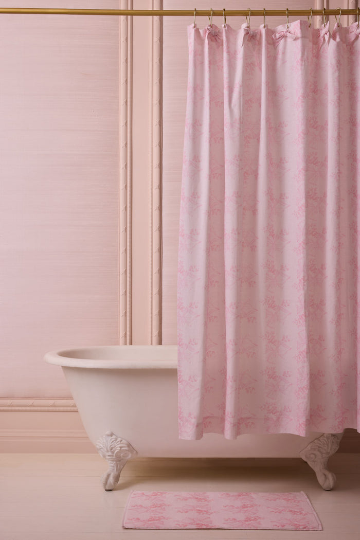 Linen Bow Shower Curtain - PEACH FUZZ