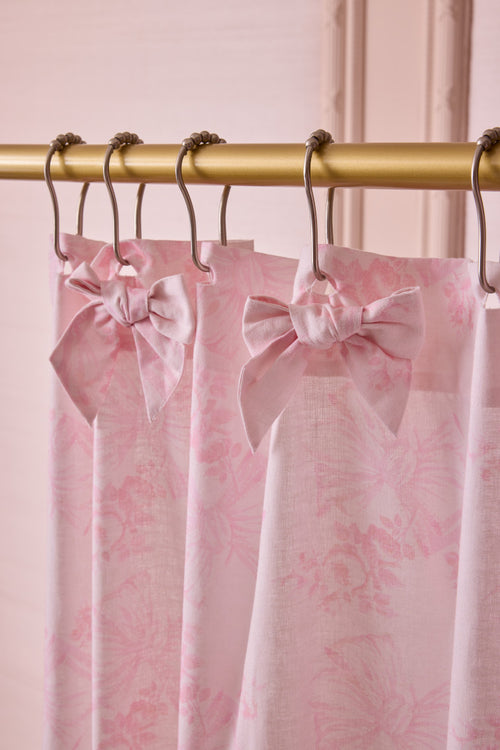 Linen Bow Shower Curtain - PEACH FUZZ