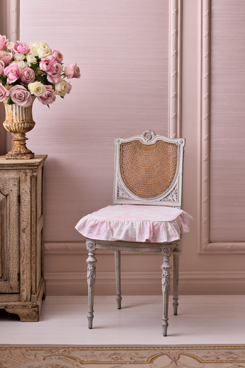 Linen Ruffle Seat Cushion - PINK DREAM
