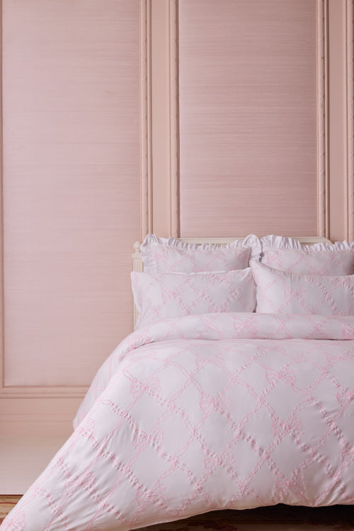 Embroidered Ruffle Euro Pillow - ROSEWATER