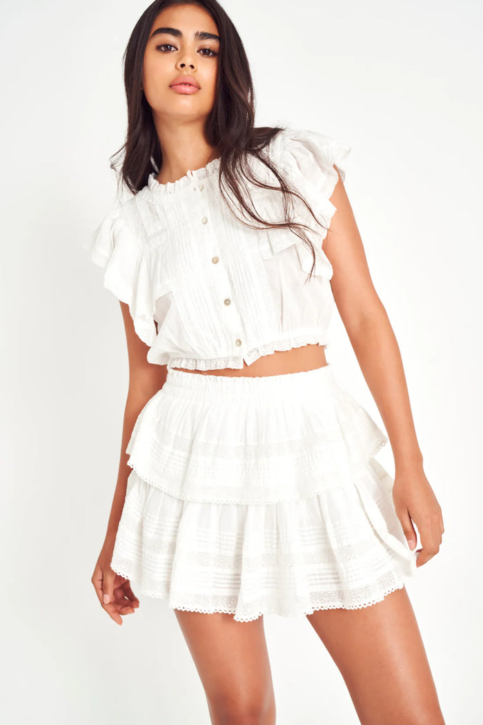 Ruffle Mini Heritage Skirt - Antique White