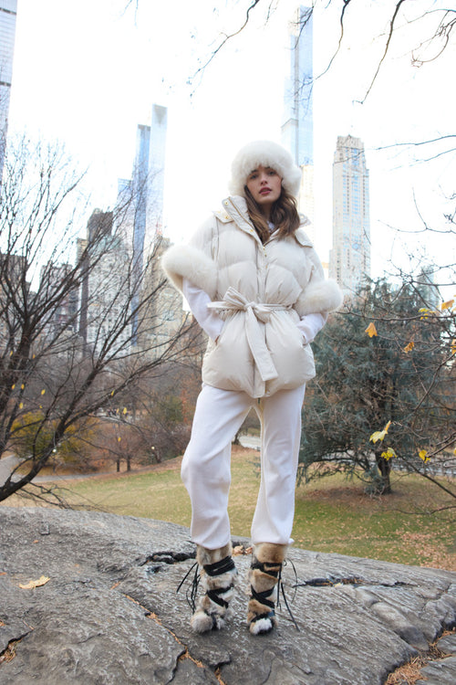 LoveShackFancy x MAX&MOI Robin Wool-Cashmere Jogger- WHITE