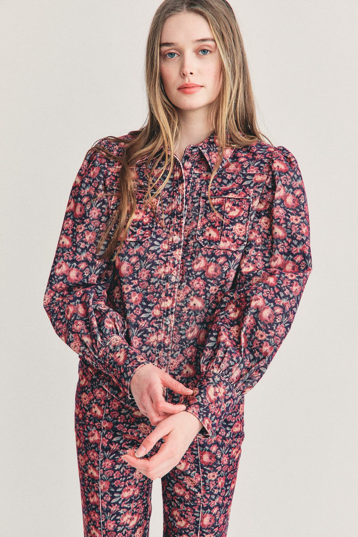 Women's red floral blouse