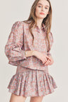 Women's sienna cotton button down blouse with a vintage-inspired ditsy floral print