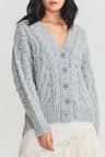 Grey alpaca wool cardigan.
