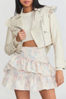 White leather motorcycle jacket.