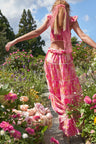 Women's watercolor print maxi dress