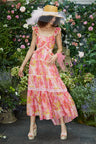 Women's watercolor print maxi dress