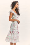 Women's mixed floral print midi dress with embroidery detail