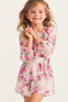 Girls mini floral dress with long sheer sleeves
