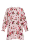 Girls floral pink print dress with long-sleeves.