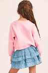 Girls' blue polka dot print ruffled mini skirt