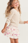 Girls ruffle mini skirt in magenta floral