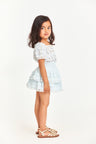 Side image of kids blue mini skirt