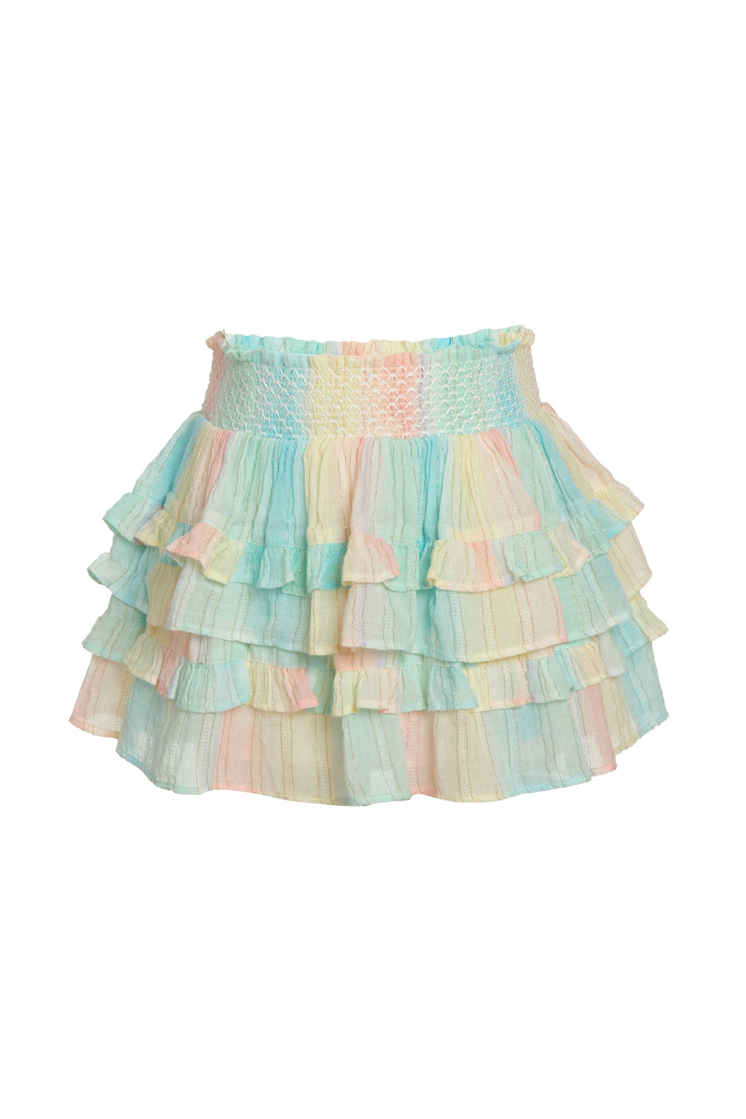 Girl's multi tiered ruffle skirt in pastel holiday print