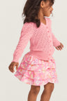 Girls multi ruffle pink floral mini skirt 
