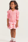 Girls multi ruffle pink floral mini skirt 
