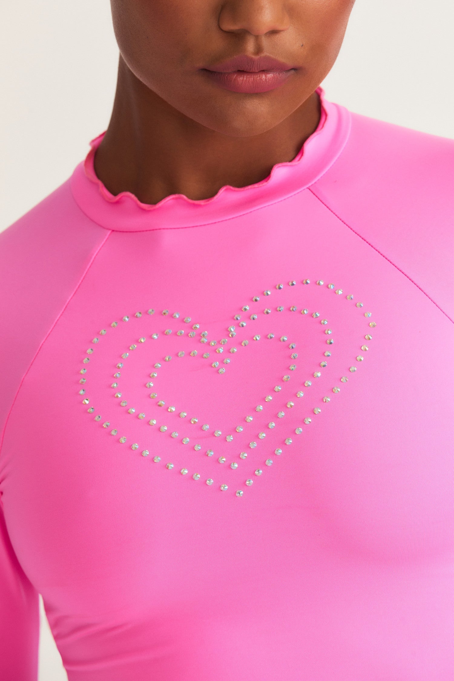 Womens rhinestone rashguard with gem detail