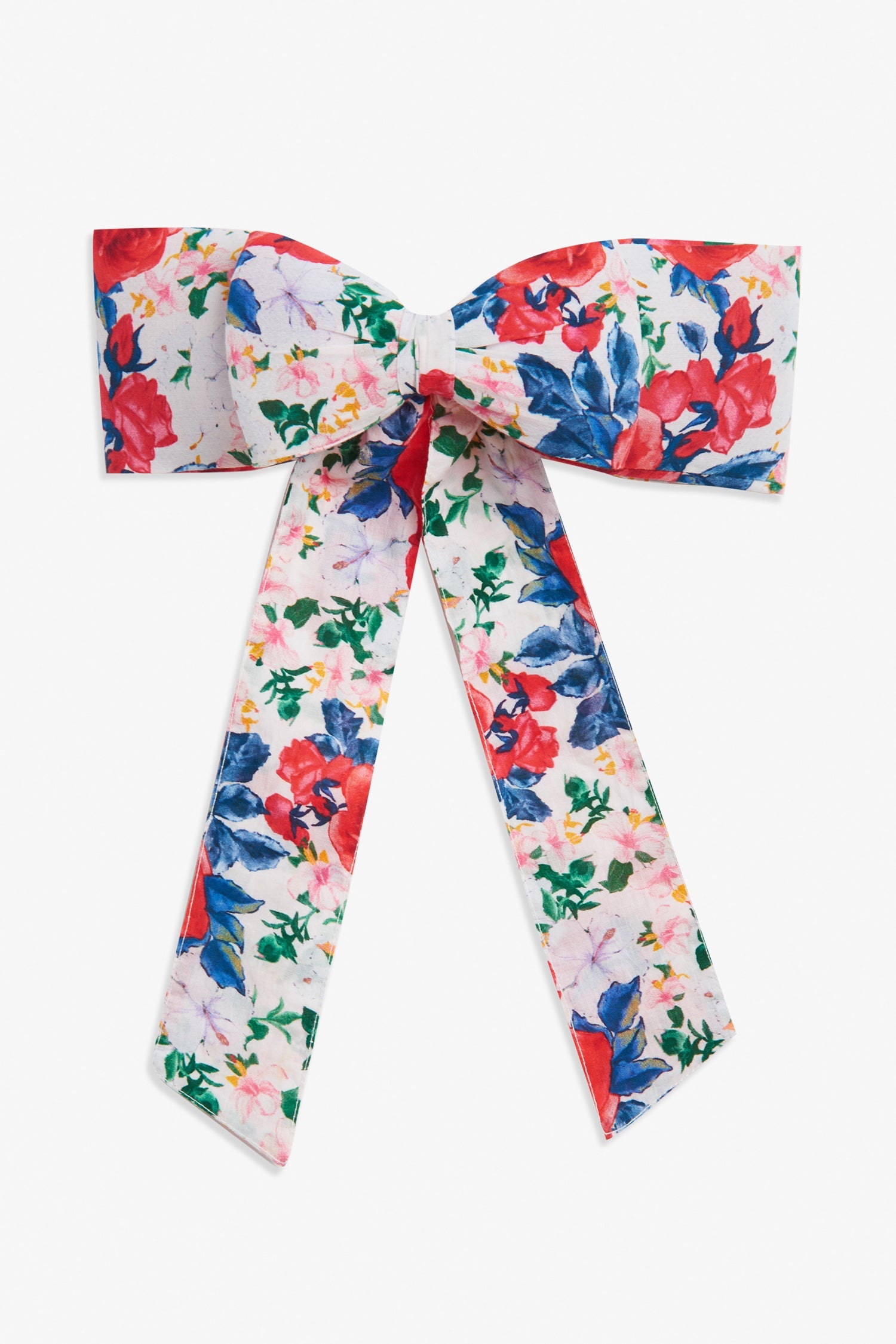 Floral print hair bow with barret clip