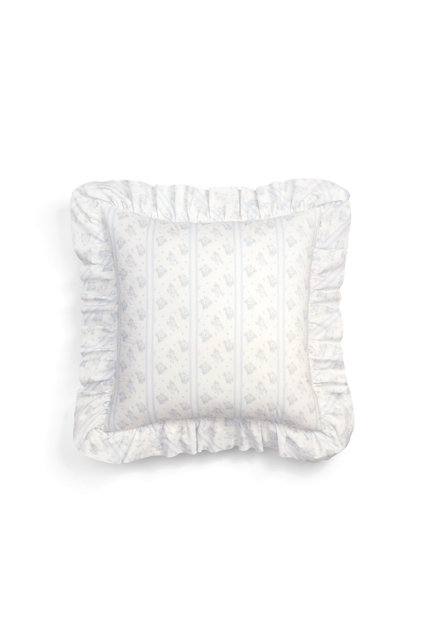 Blue ruffle throw pillow