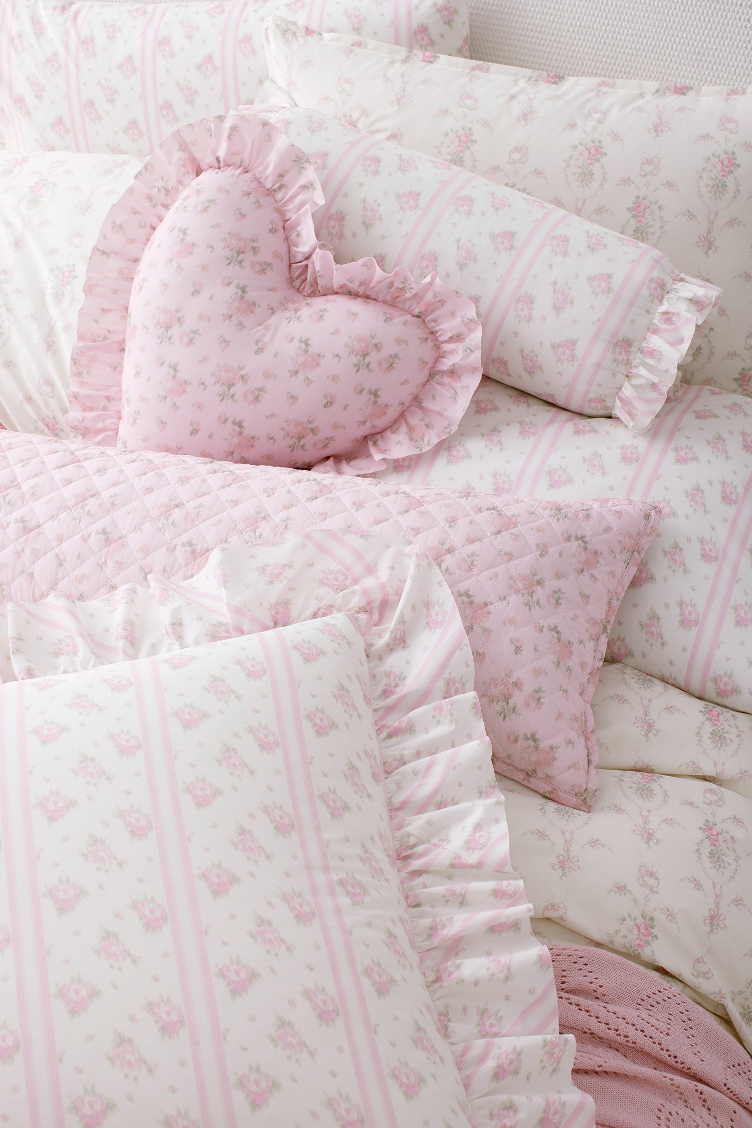 Pink ruffle throw pillow