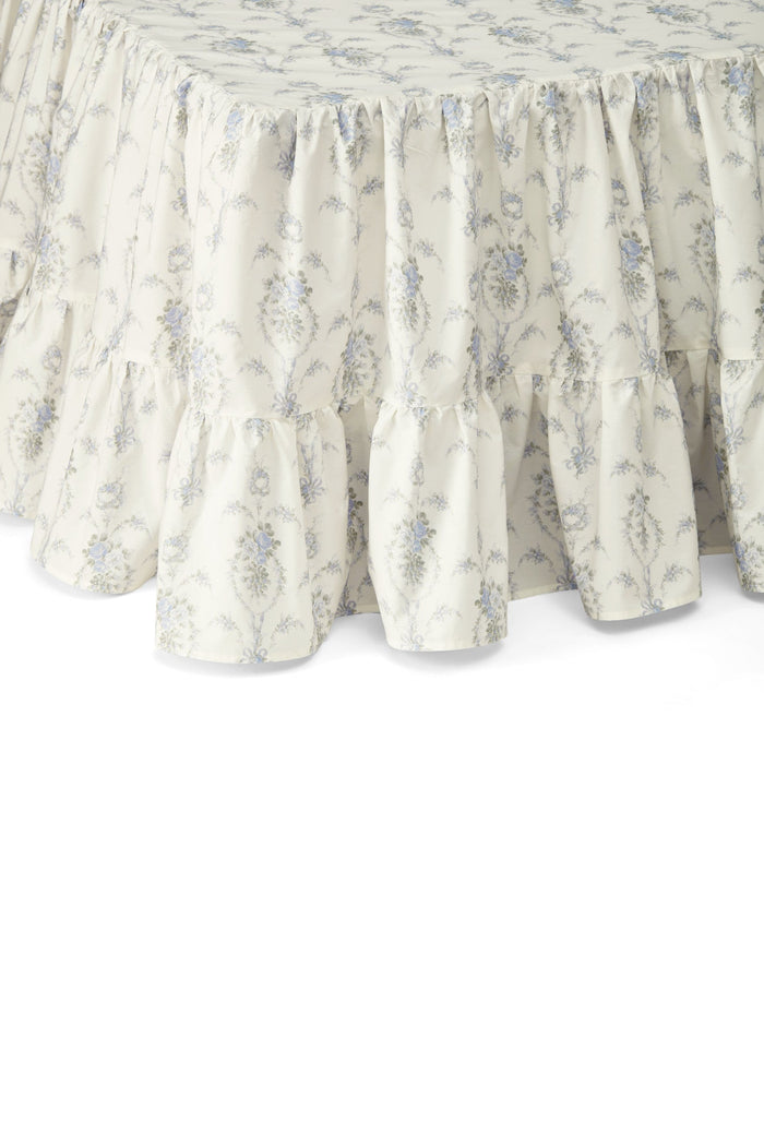 Blue floral ruffle bed skirt 